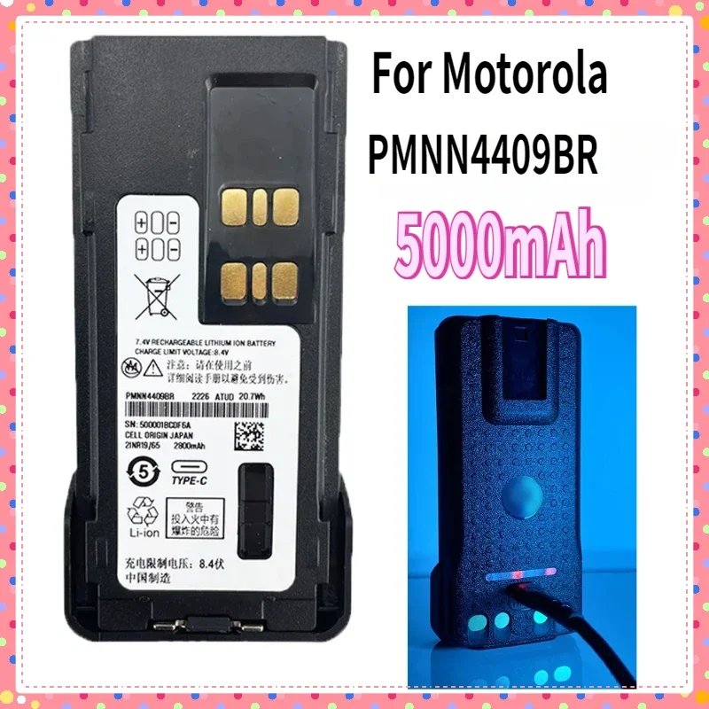 5000Mah PMNN4409BR Rechargeable Li-ion Battery Type-C Charge For Motorola XPR3300 XPR3500 XPR7350 XPR7380 GP328D DGP5050