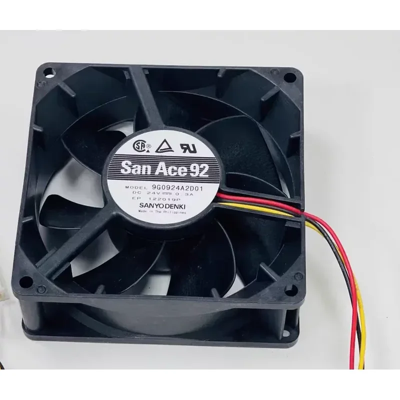 for 9G0924A2D01 DC24V 0.3A 92x32mm Three Wire Cooling Fan with Speed Measurement Tachometer Signal New Replacement