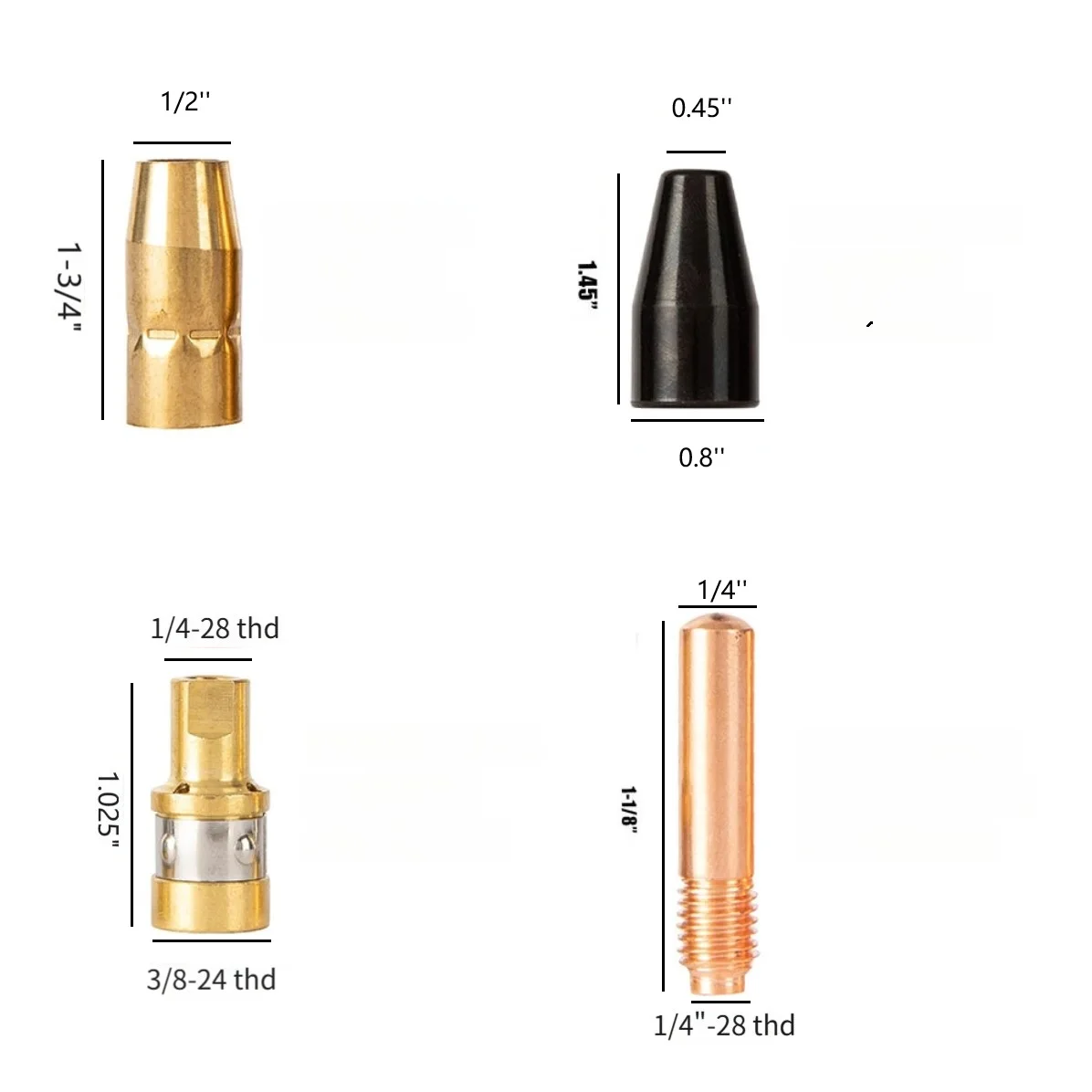 25PCS Welding Nozzle Contact Tip Diffuser Kit for Miller MIG Torch Replacement Parts with Gasless Nozzle for Millermatic Welders