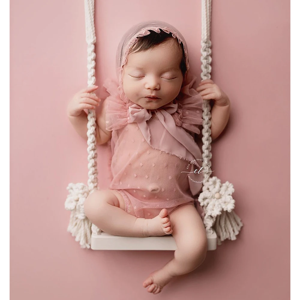 Newborn Swing Chair Photography Accessories Baby Kids Full Month Photo Props Wooden Babies Chairs Furniture