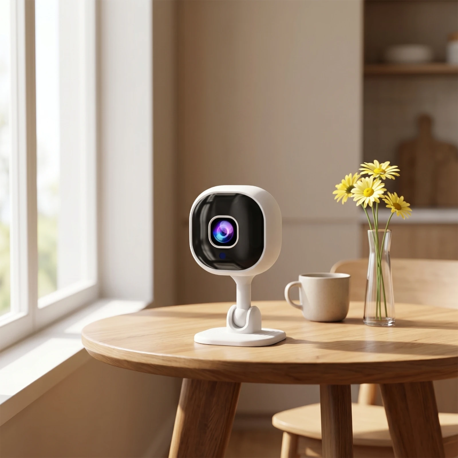 Security Camera with Mounting Plate Compact Pan and Tilt Camera Smart Wireless for Caregivers, Home Monitoring