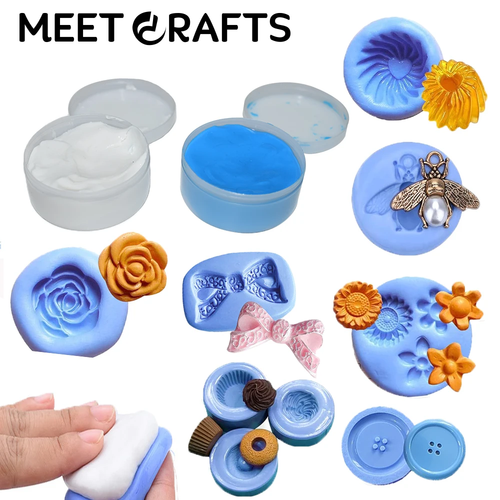 Meetcrafts 25g +25g Silicone Putty Mould Making Food Safe Sugarcraft Dental Molds Rubber Soil Impression Material