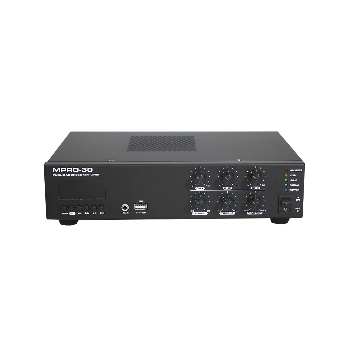 30W PA Control Audio Top Manufacturer OEM Powerful Mixer Amplifier with Built-in AUX 4 Ohm 70V and 100V Line Outputs