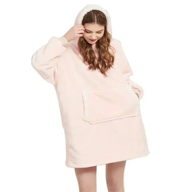 Winter Hoodies Sweatshirt Frauen Männer Pullover Fleece Riesen TV Übergroße Decke mit Ärmeln Robe Tragbare Decken – Detail 27
