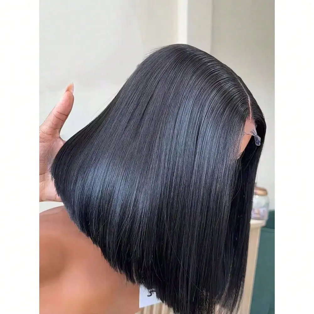 13x4 HD Lace Frontal Straight Human Hair Wig 250% Density Glueless Brazilian Human Hair Wig with Baby Hair Natural Color image 2