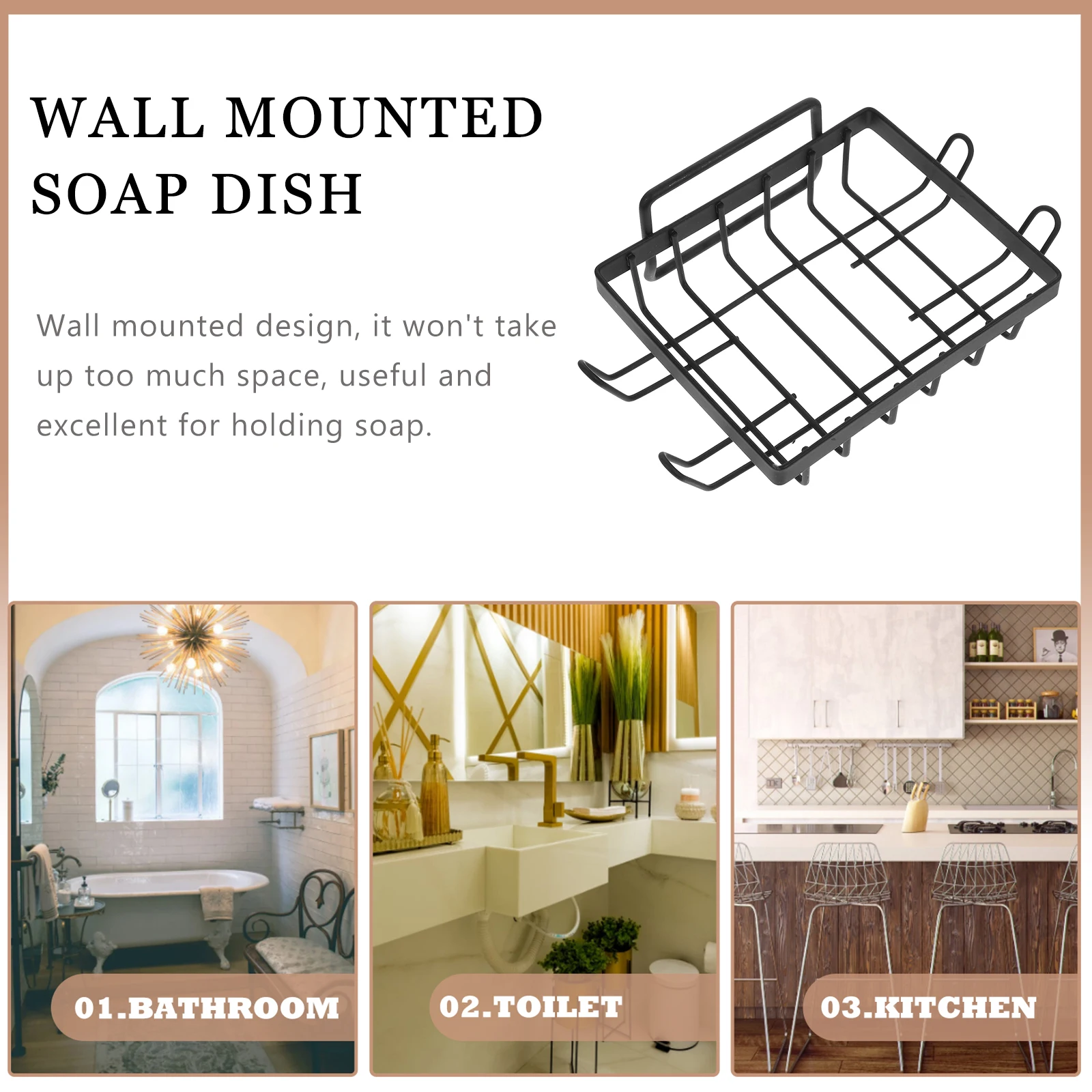 

Metal Wall Mounted Holder For Bathroom Shower Wall-Mounted Bar Dish Rustproof Rack Space-Saving Soap Shelf Easy Install