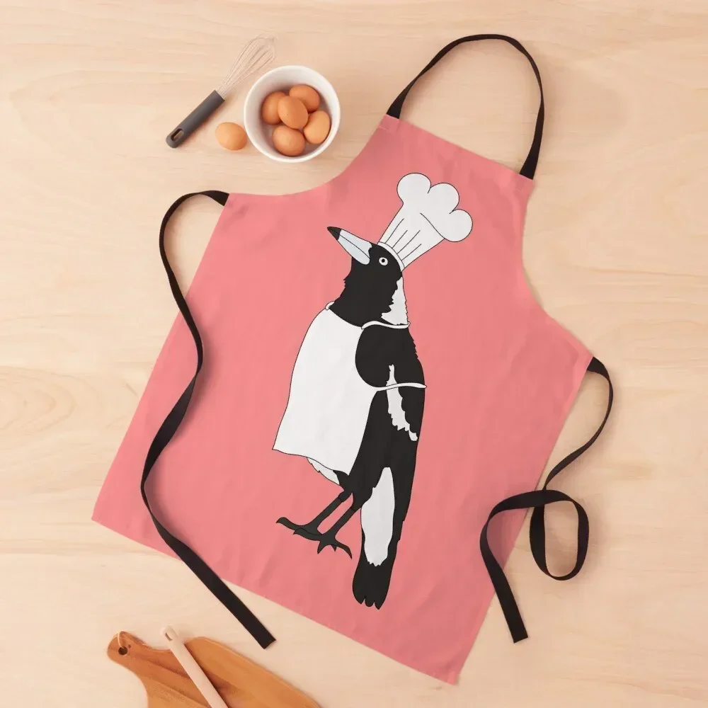 

Magpie Chef on Pastel Pink Apron kitchen jacket woman For Cosmetologist Kitchen Front household woman Apron