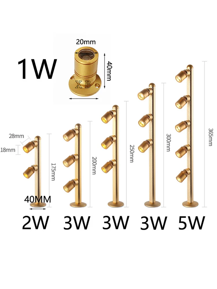 LED Showcase Light 2W 3W 5W Adjustable Spotlights Exhibition Mini Jewelry Display Lamp For Diamond Store 175/200/365MM 220V DC12