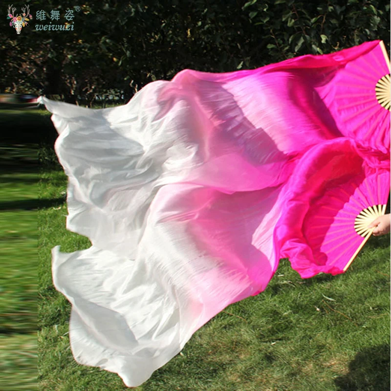 1 زوج ممارسة طويلة تقليد الحرير الرقص الدعائم راقصة طويلة 180 سنتيمتر طول الرقص الشرقي مروحة الرقص الدعائم الخيزران الرقص الدعائم #2