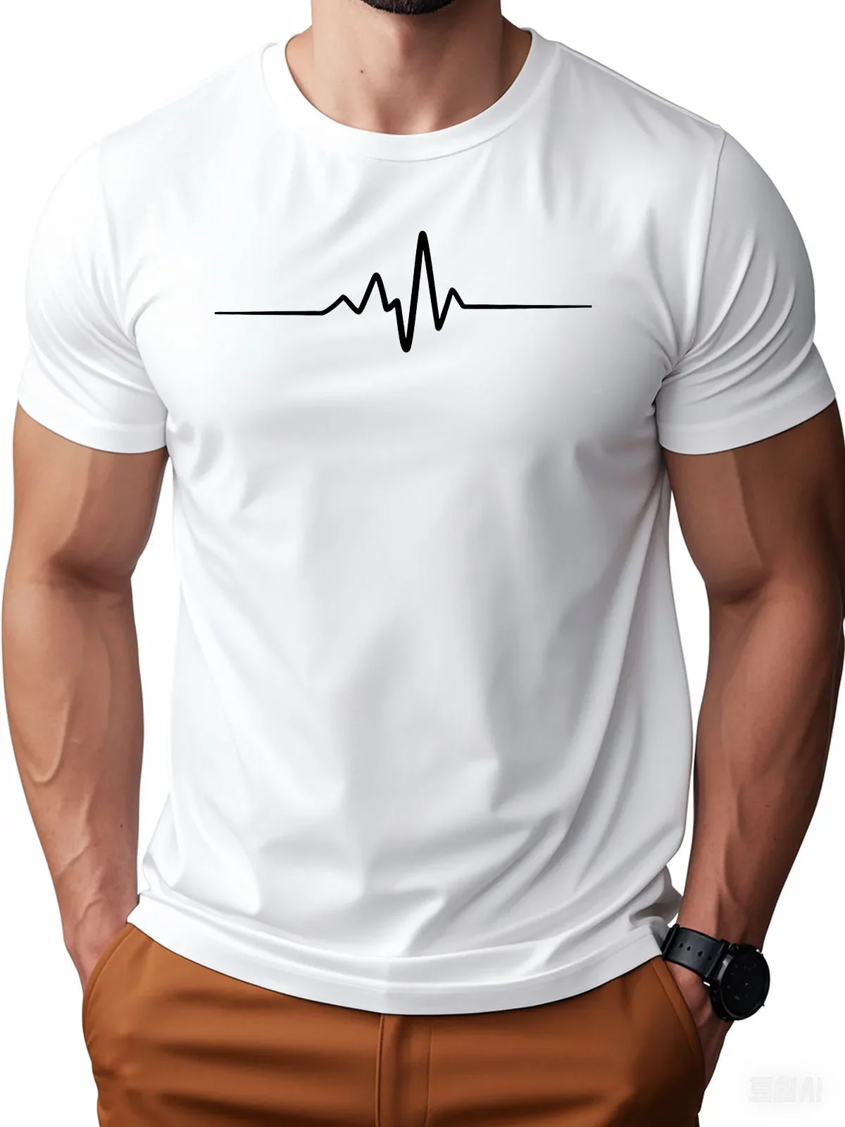 Men'S 100% Cotton Loose Size Creative Graphic Printed Slim Fit Casual Sports Round Neck Short Sleeved T-Shirt Top