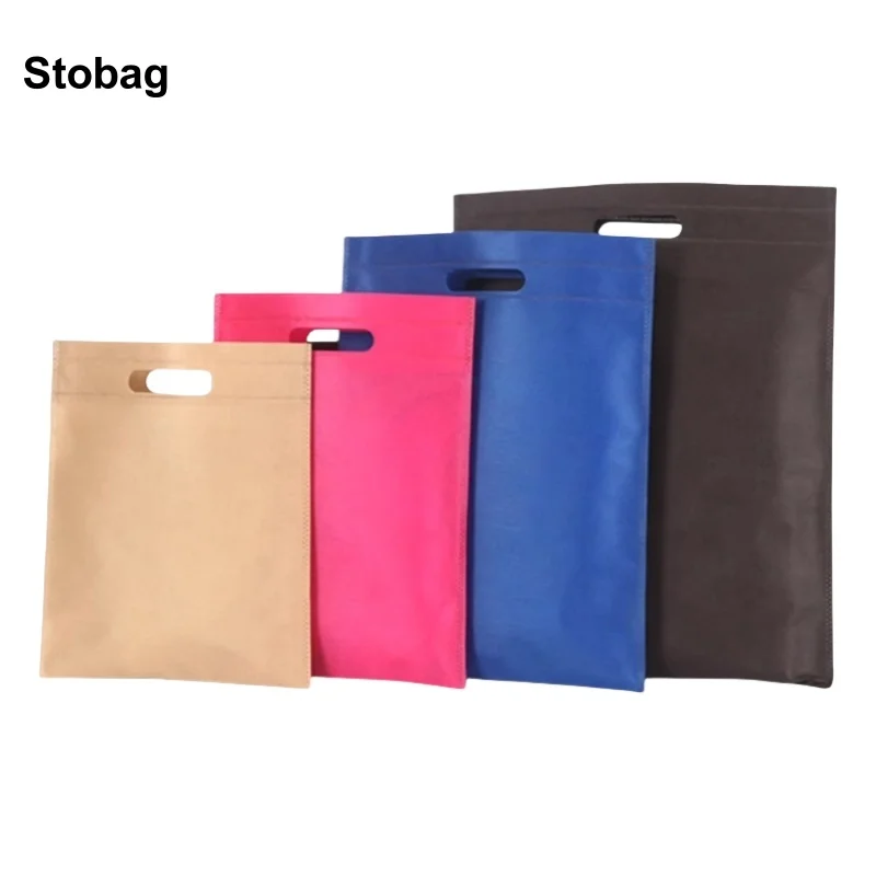 

StoBag 50pcs Wholesale Non-woven Shopping Tote Bags Fabric Reusable Eco Storage Large Pouch Portable Custom Logo(Extra Fee)
