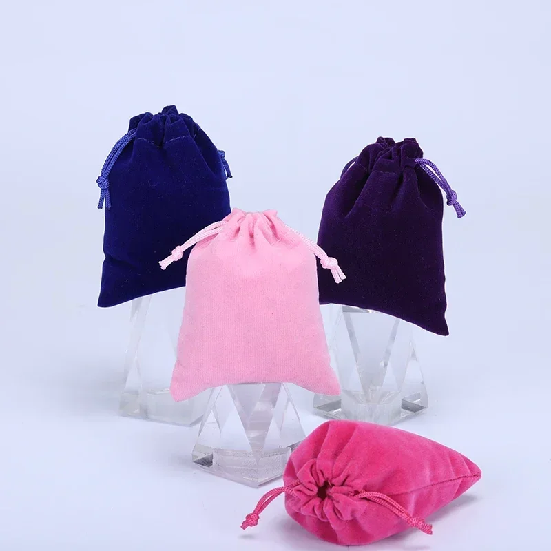 SE28 Pink Color Separation Flannel Bag Jewelry Gift Display Packing Bags Velvet Drawstring Pouches