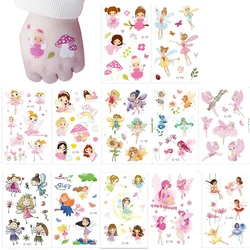 Kids Flower Fairy Cartoon Tattoo Stickers Cute Colorful Tattoo Stickers Temporary Tattoos Girls Birthday Party Decoration Gifts