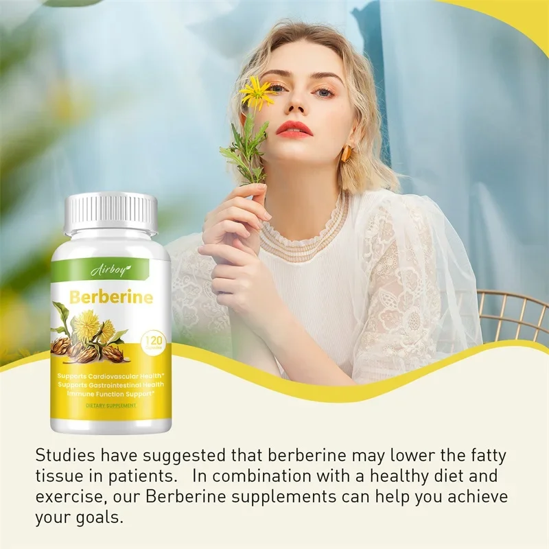 Berberine Capsules - Supports Cholesterol Levels, Heart Health, Weight Management, Promote Cardiovascular and Digestive Health