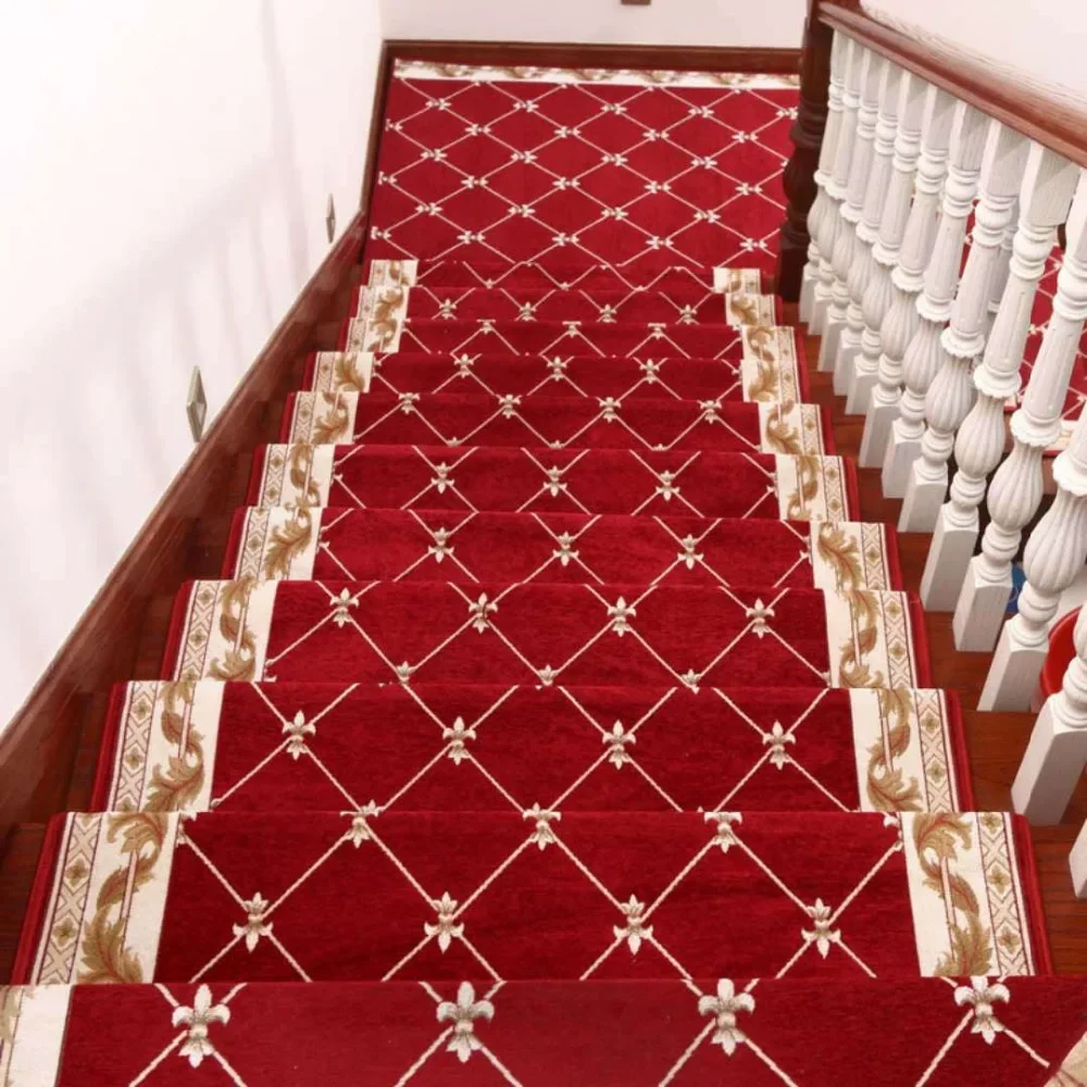 Upscale European Dornier stair tread mats glue-free self-adhesive non-slip footrest corridor carpet living room mats 1 set/13pcs
