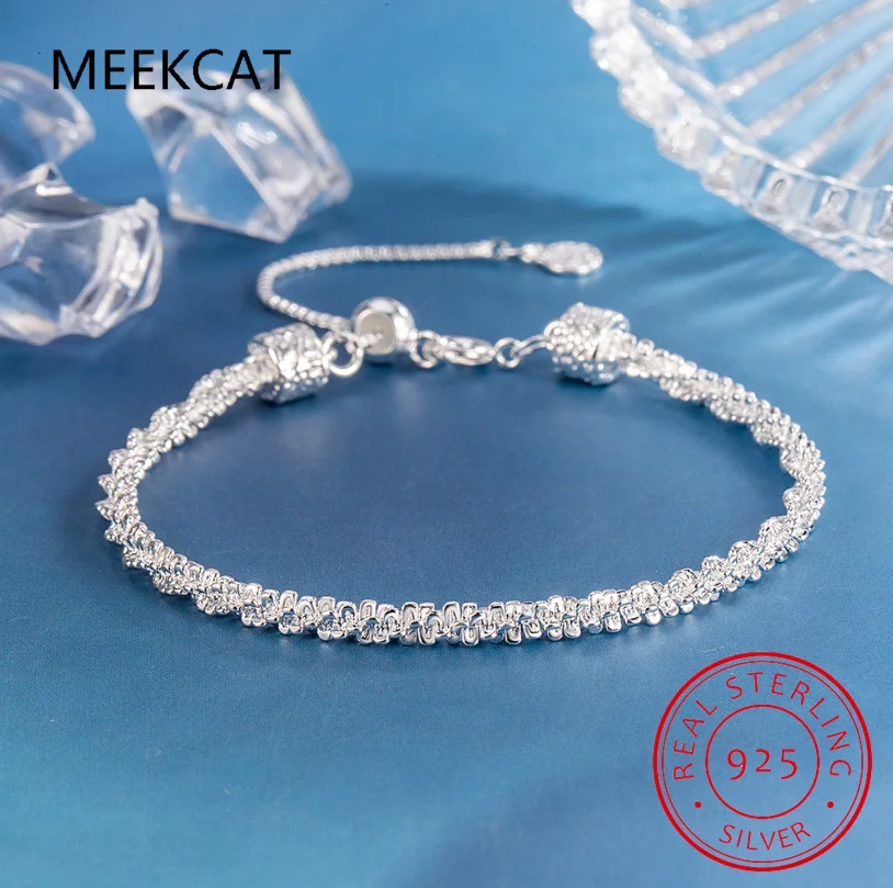 Fashion 925 Sterling Silver Plated 18k Gold Bracelet for Women Gift Engagement Wedding Basic Party Sparkling Fine Jewelry