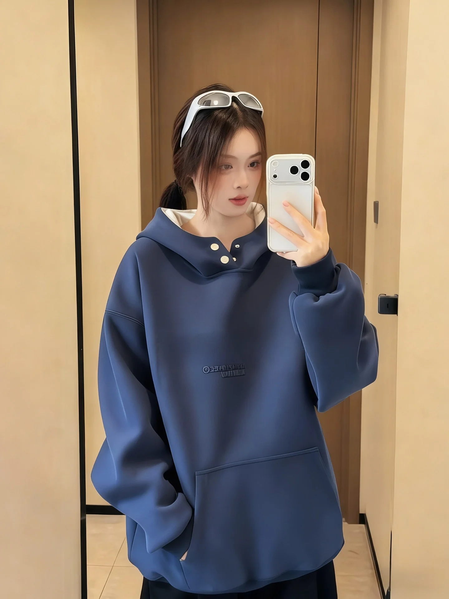 

Толстовка с капюшоном большого размера Thiened Fce, теплое, тяжелое, 500 г, для мужчин и женщин, осенне-зимнее повседневное пальто на пуговицах