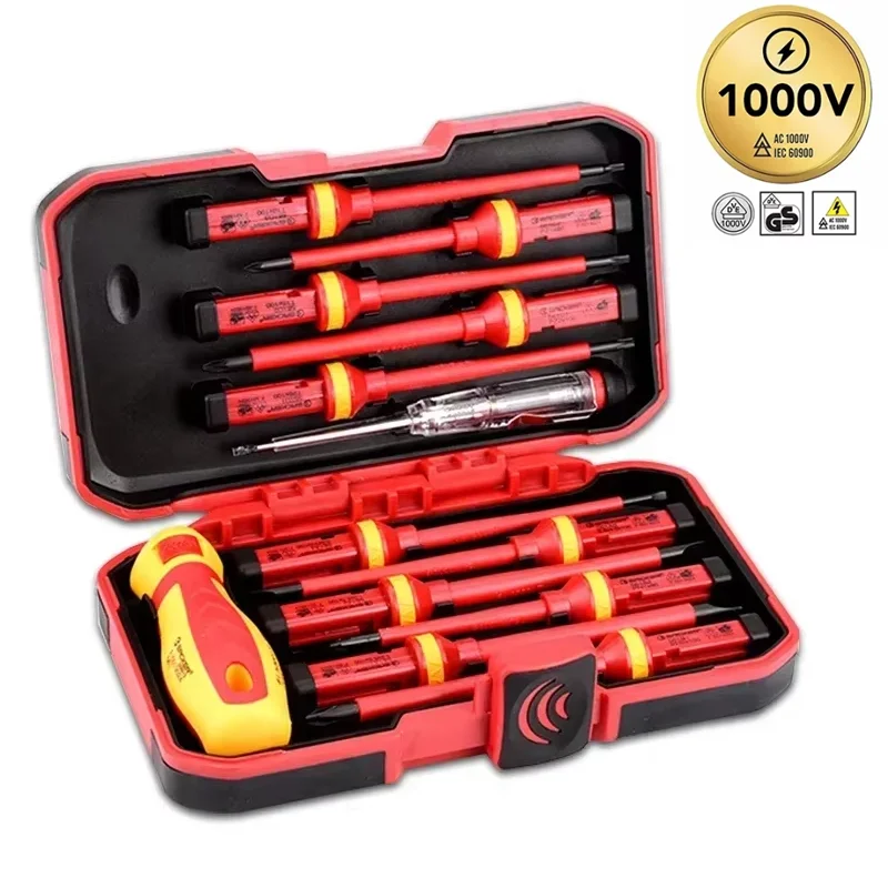 

13/8pcs Insulated Screwdriver Set 1000v Slotted Phillips Magnetic Screw Driver Bits Kit With Tester Pen Electricians Hand Tools