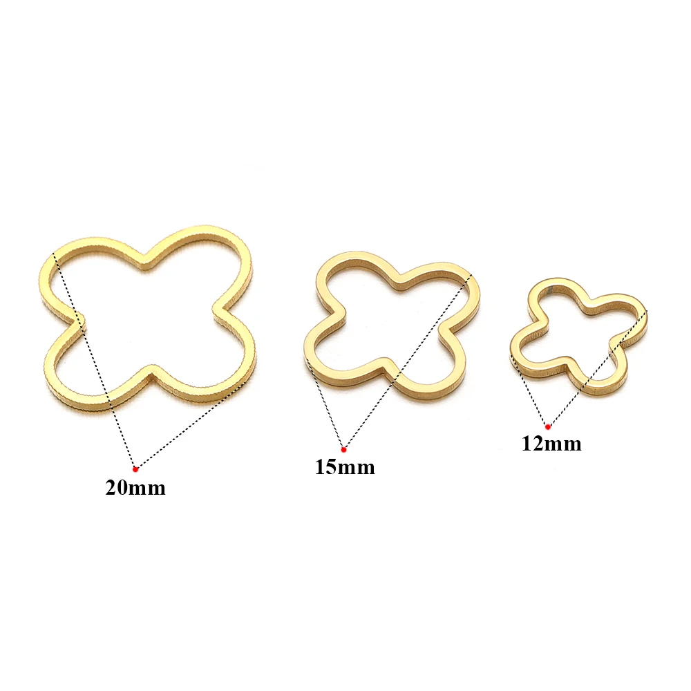 20pcs Stainless Steel Four Leaf Flowers Charms Bracelet Connectors for DIY Jewelry Findings Earrings Making Handmade Accessories