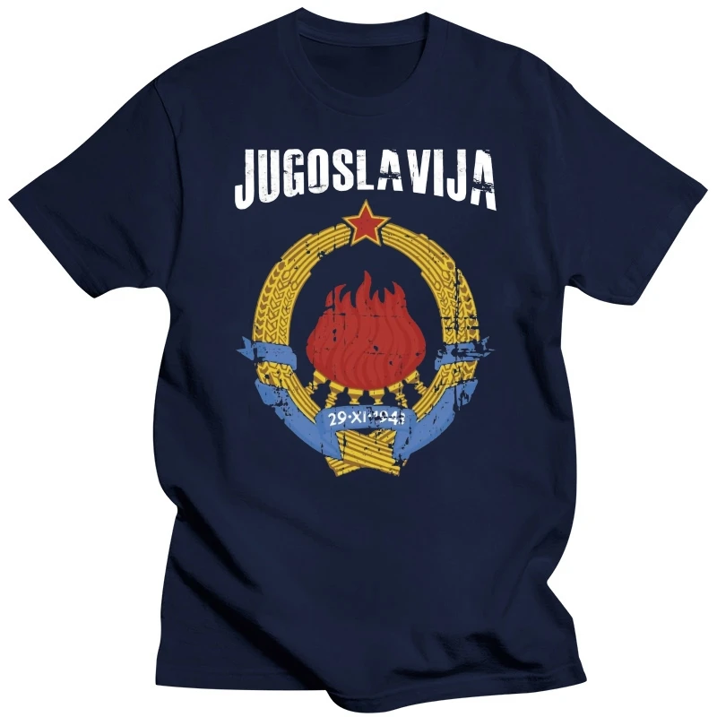 Jugoslavija Yugoslavia Coat of Arms T-Shirt  Vintage Black  High Quality Men Cotton Clothing Ringer T Shirt