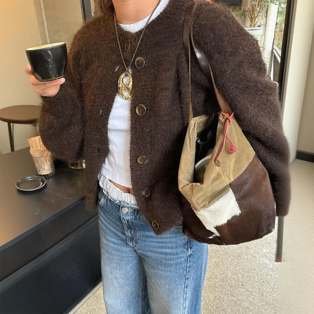 

Трансграничный женский длинный свитер Све, пальто, повседневный вязаный кардиган Independent Station Street Sle, обычный тонкий