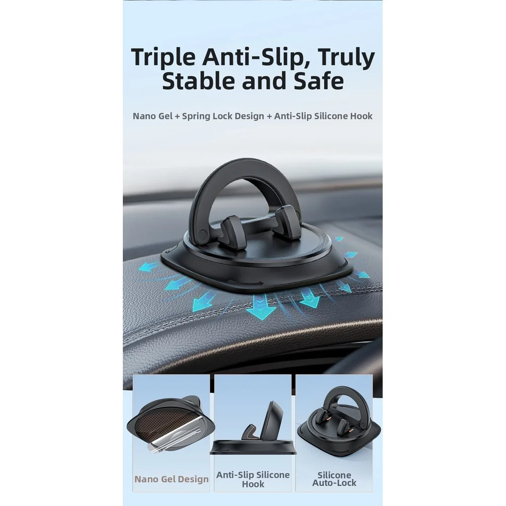 

Вращающийся на 360 градусов автомобильный держатель для телефона на приборной панели с прочным креплением на присоске, регулируемый для смартфонов и планшетов