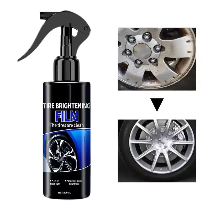 Tire Coating Spray High Gloss Hydrophobic Sealant Wax Car Wheel Polishing Brightener Auto Care Re-Black Tire Refurbishing Agent