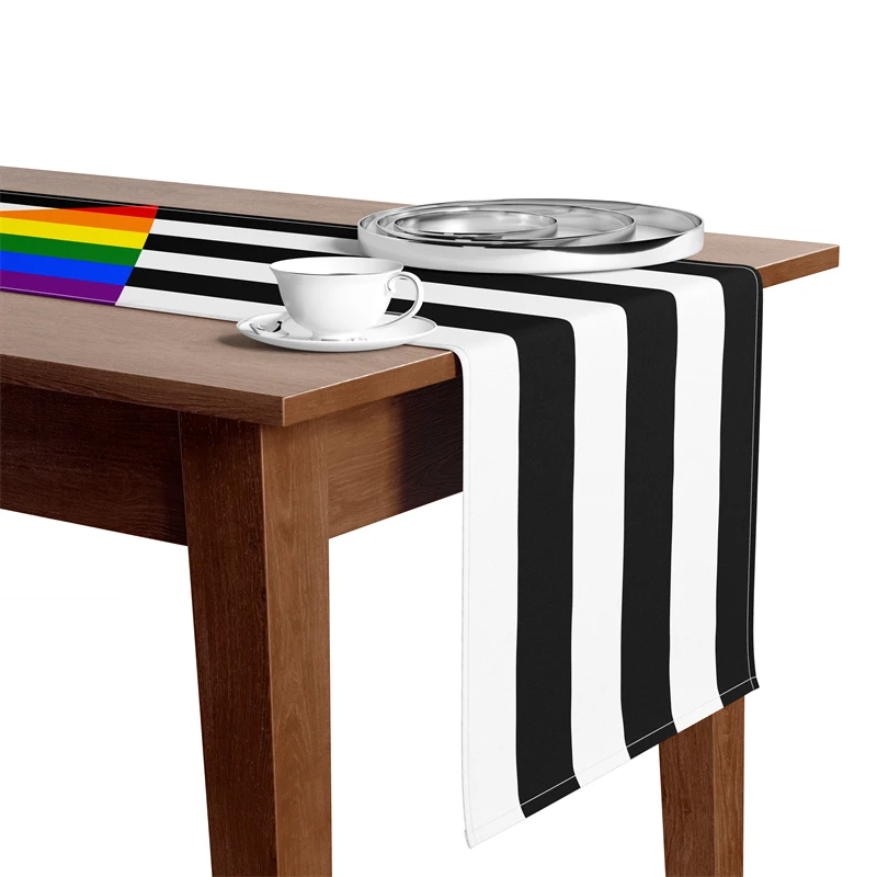 Gaslight Gatekeep Girlboss Straight Ally Pride Flag Rainbow LGBT Linen Table Runner Decoration