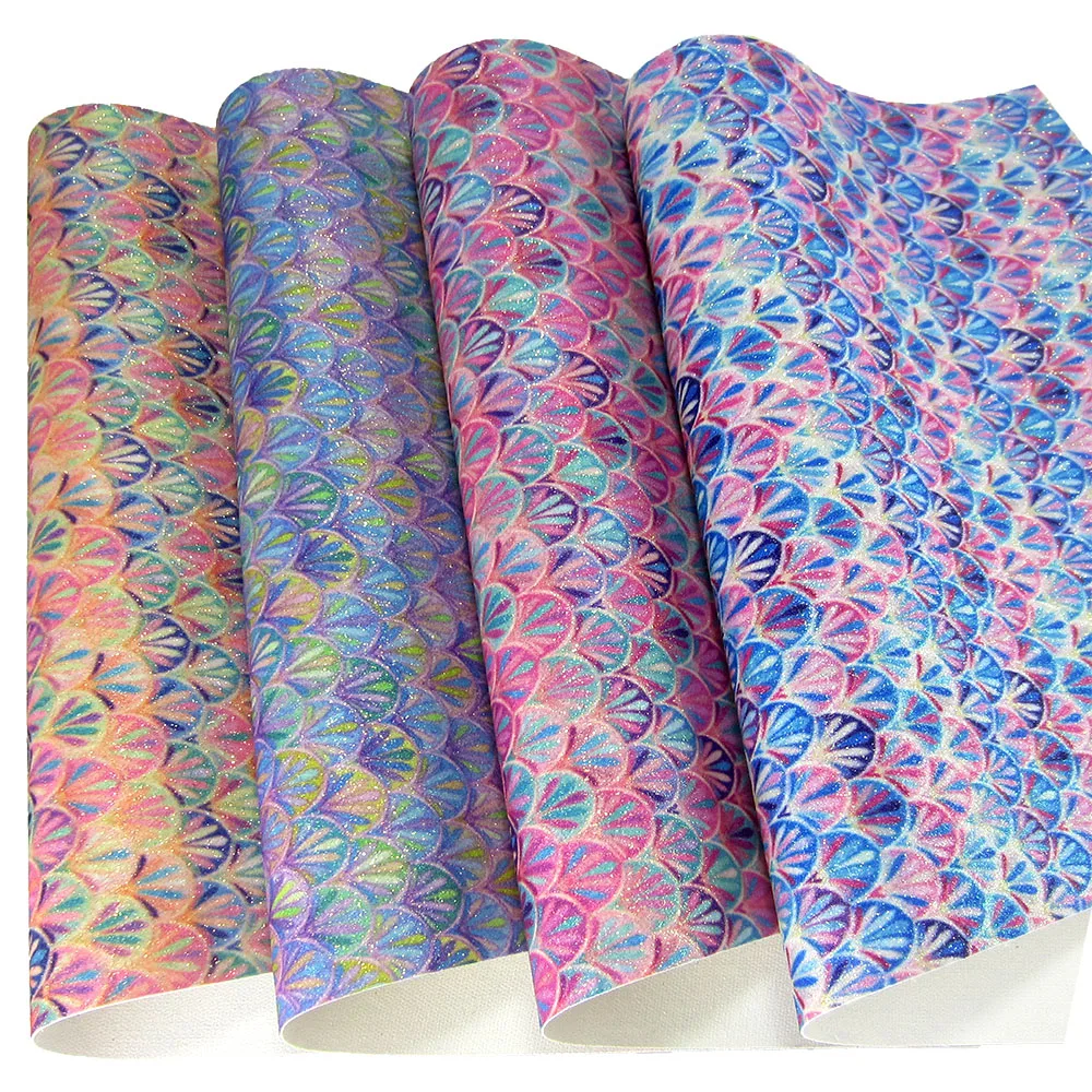 30cmx134cm Roll Mermaid Scales Fine Glitter Fabric Faux PU Leather For Earring Bows Handbags DIY Home Decoration  AY284