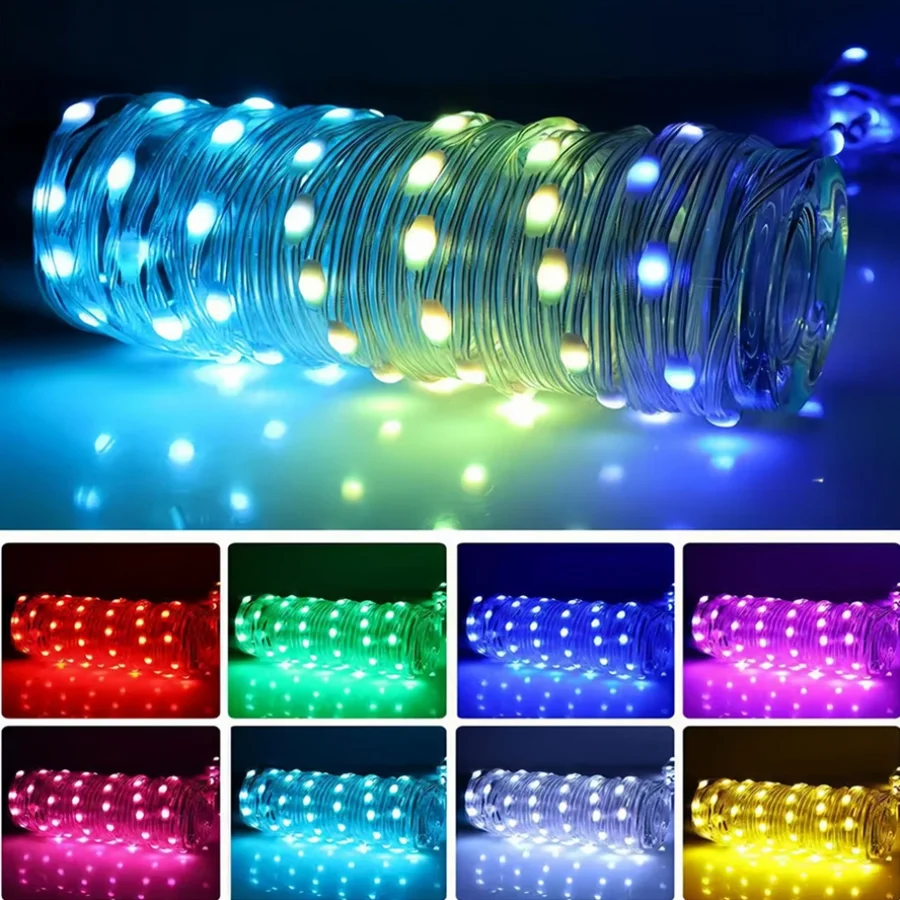 5M~20M 5V USB WS2812B Bluetooth LED String Fairy Lights Dreamcolor RGB IC DIY Party Festival Tree Lights Wedding Decoration Lamp