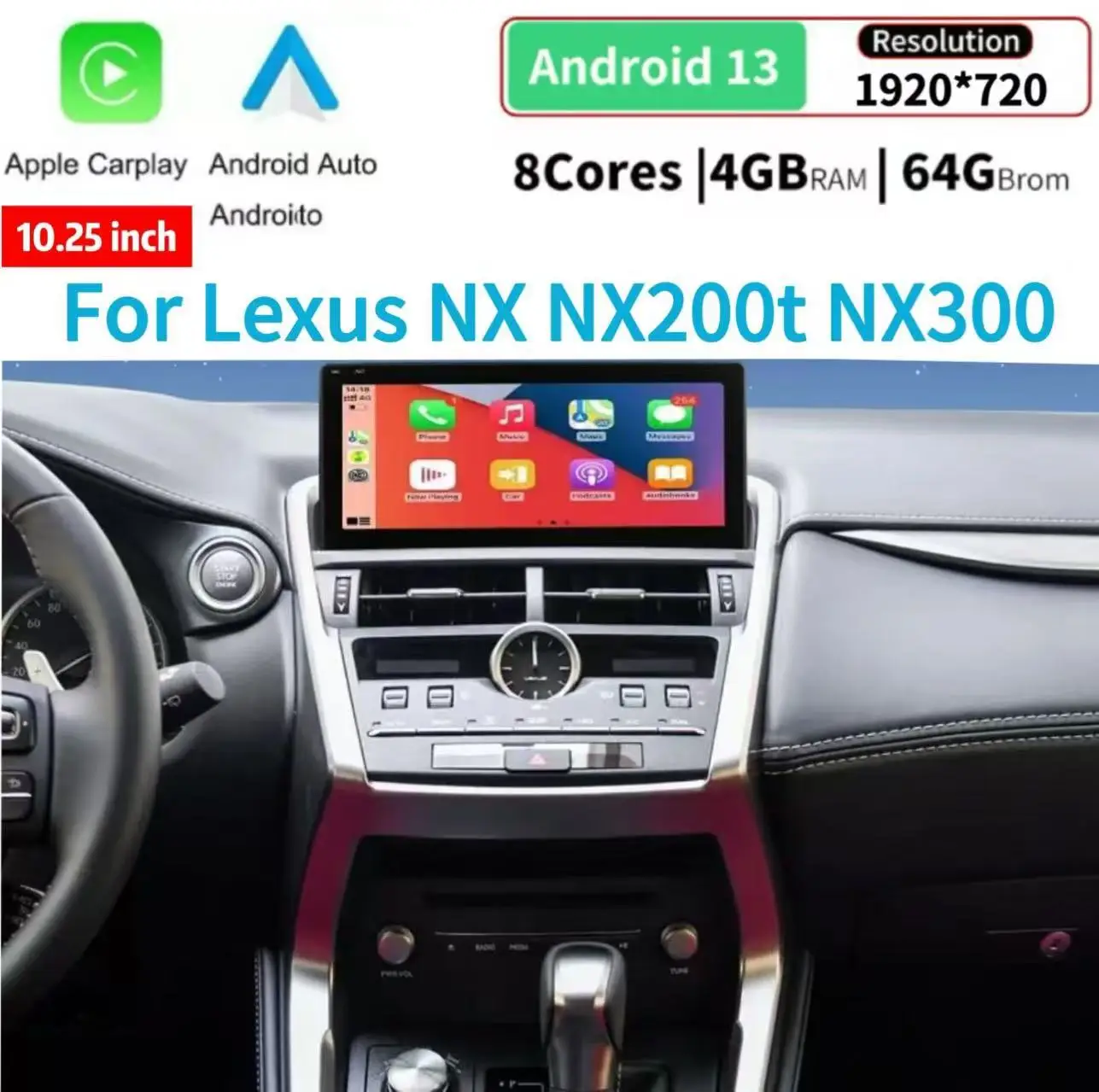 

10.2" Android Navigation Car GPS Stereo Radio Wifi For Lexus NX NX200t NX300
