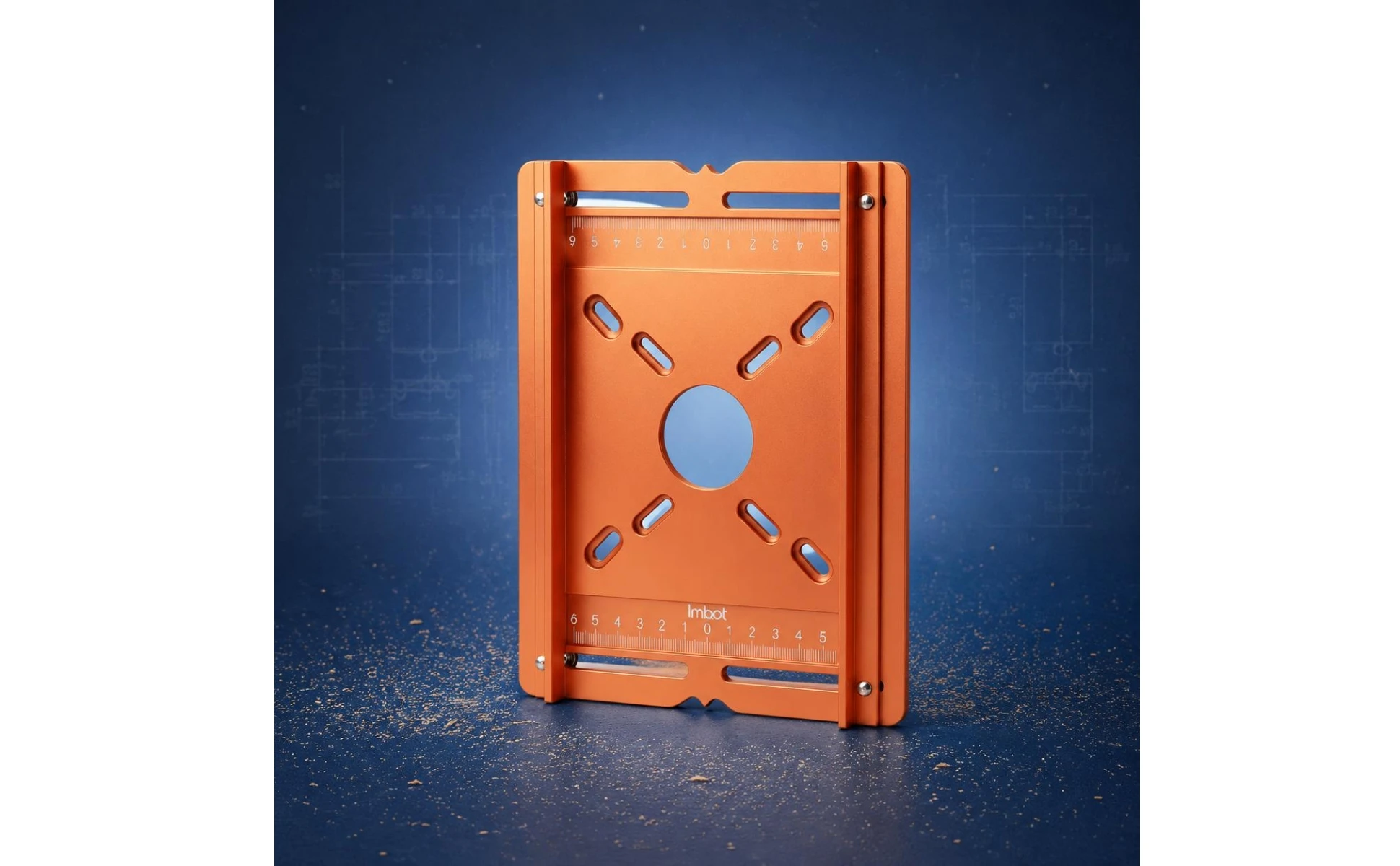 Slotting Router Plate Measurement Markings Router Grooving Base Plate Trimmer Base Polished Finish Slotting Bracket Orange