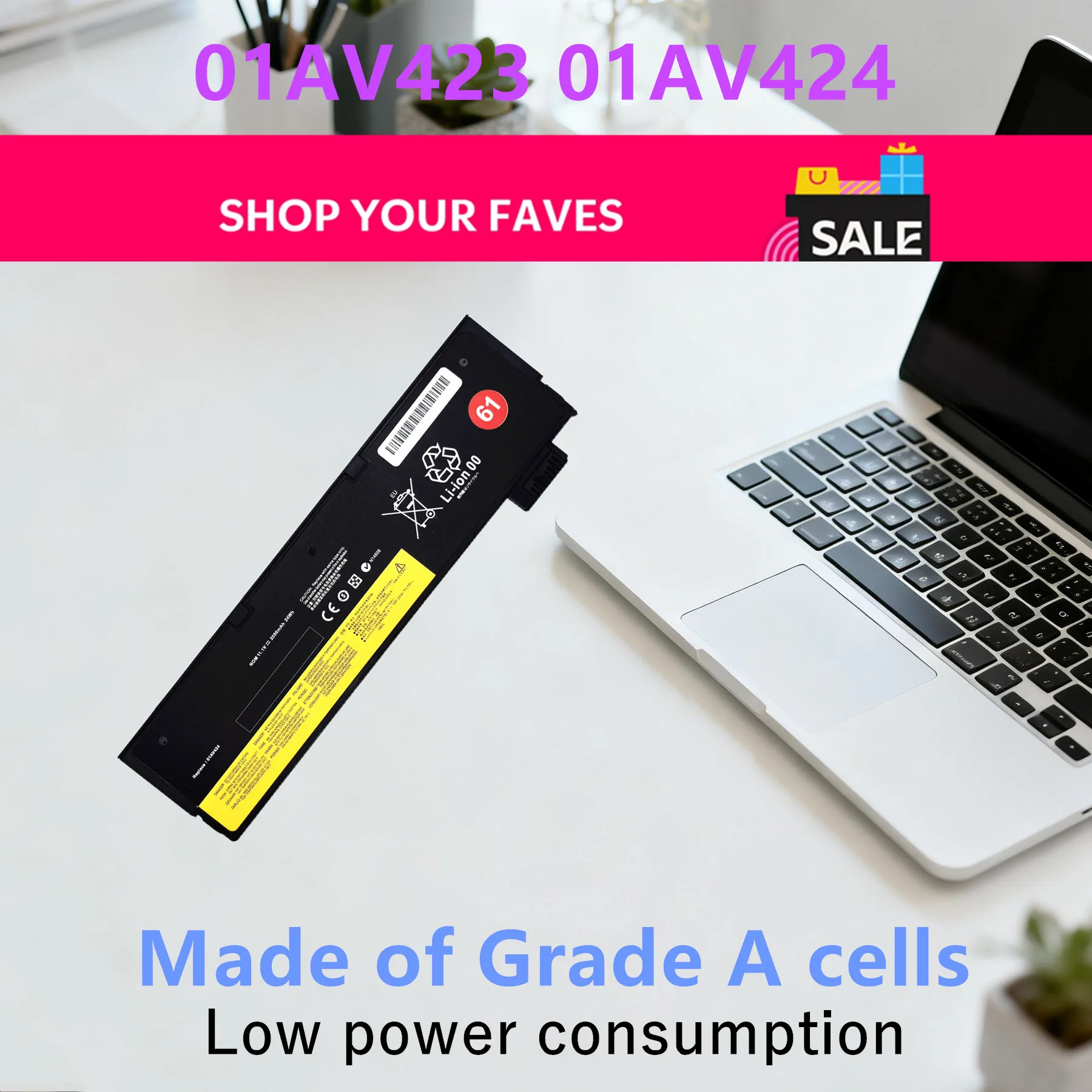 01AV423 01AV424 Laptop Battery for Lenovo ThinkPad T470 T570 A475 A485 T480 T580 P51S P52S 01AV422 01AV452 01AV490