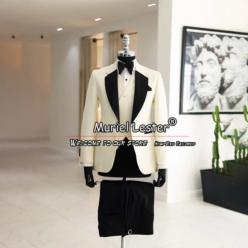 

Classic Suits Men Groom Wear Wedding Tuxedo Black Peaked Lapel Blazer Plus Size Boyfriend Marriage Prom Dress Business Clothing