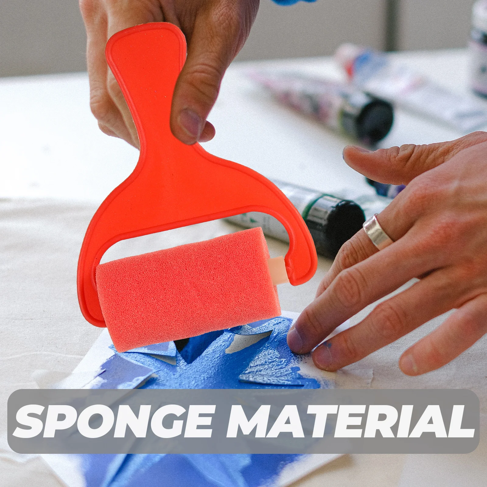 

4Pcs Sponge Paint Rollers for Non-Slip Handle Design Set Ideal for Drawing Graffiti Art Projects