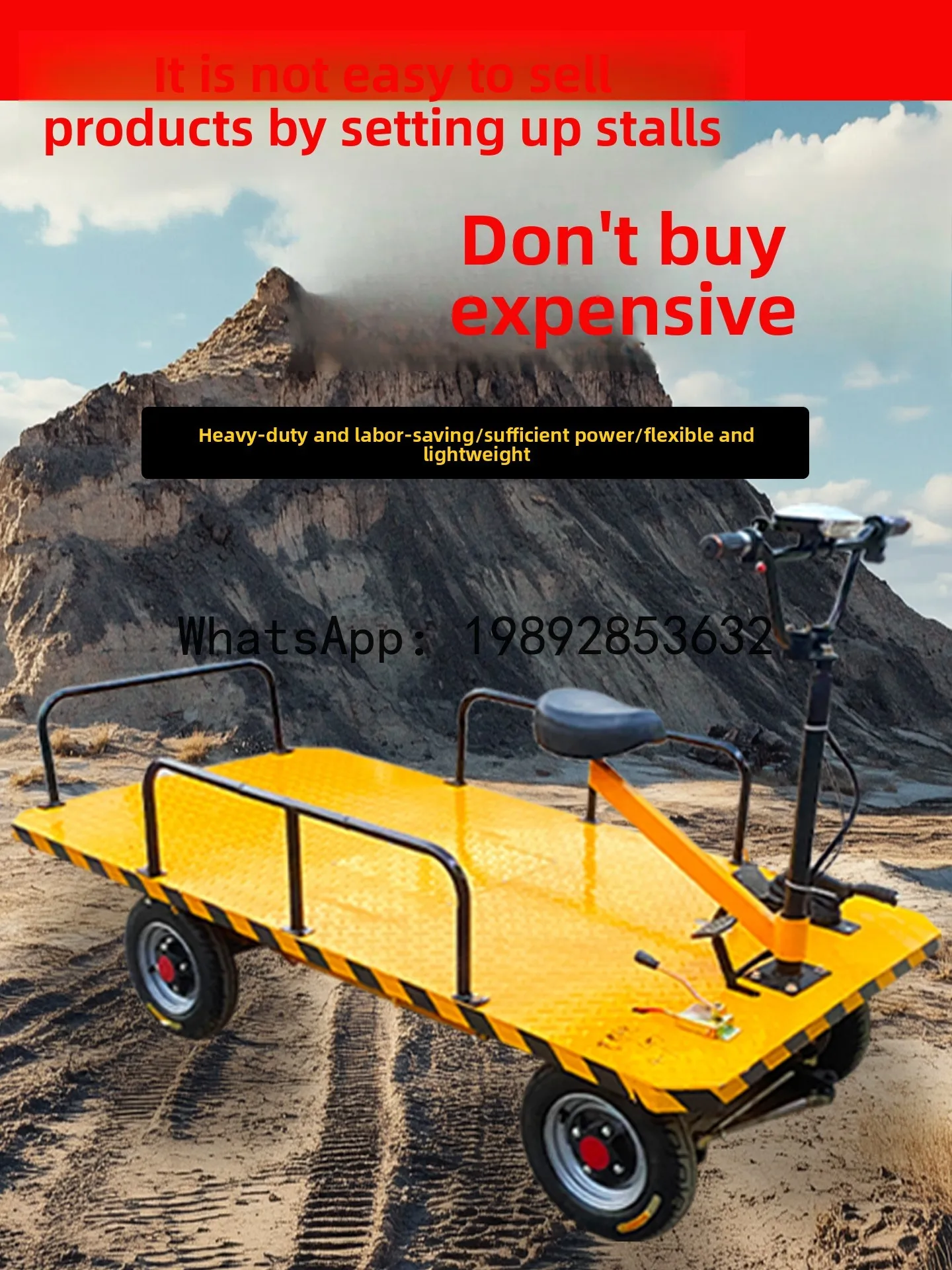 Electric Flatbedfor Transporting Bricks at Construction Sites, Warehouses, and Factories, Four-Wheel Cart for Street Vending