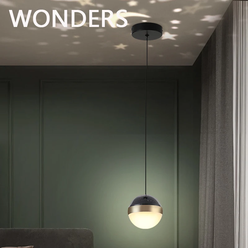 

Nordic New Pendant Lamp New Star Projection Pendant Light for Bedroom Bedside Sconces Lighitngs Simple Dining Table Bar Lustre