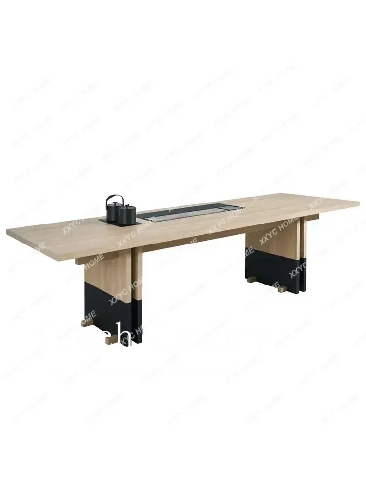 

X36 Minimalist Designer Modern Simple Wind Solid Wood Tea Table Integrated Kettle Embedded Tea Table