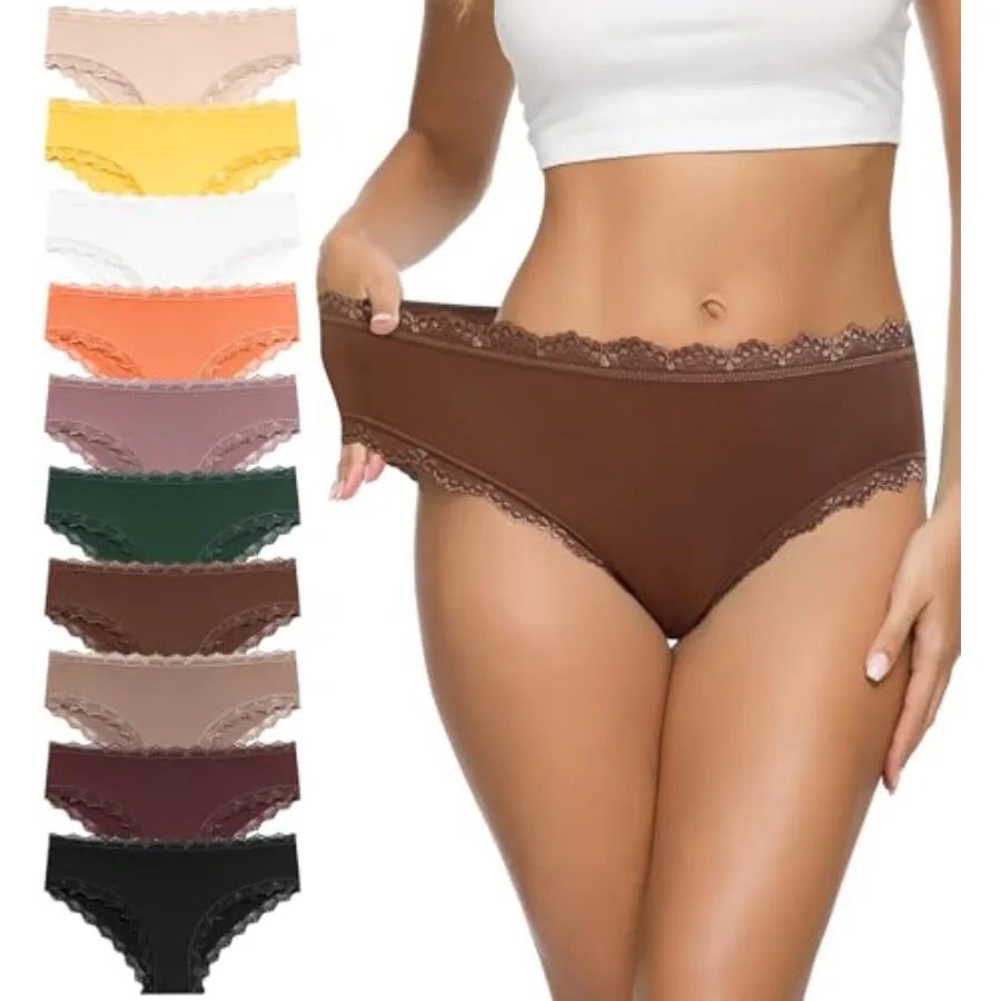 

Eiggam Women's Cotton Bikini Panties, High-Cut Full Coverage Stretch Cool Underwear for Women
