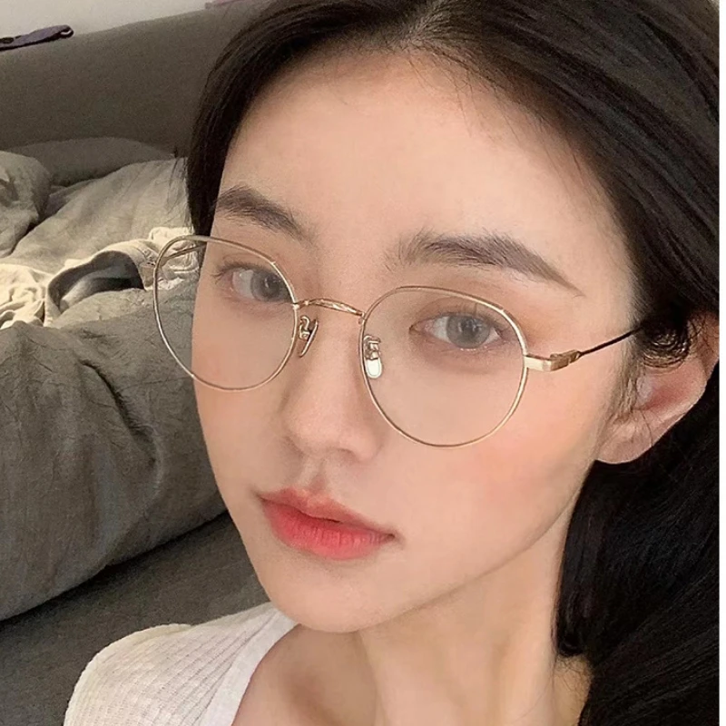 YIMARUILI Retro Round Pure Titanium Men and Women Eyeglasses Frame Ultra-light Big Size Wide-rim Optical Prescription Glasses
