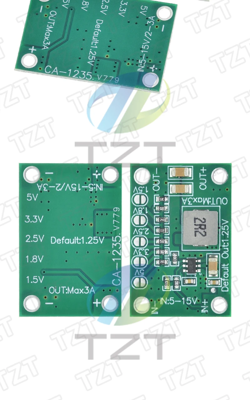 TZT 3A Einstellbares Leistungsmodul CA-1235 Buck-Leistungsmodul 1,25 V 1,5/1,8/2,5/3,3 V 5 V Ausgang 5-16 V Eingang Step-Down-Stromversorgung – Detail 3
