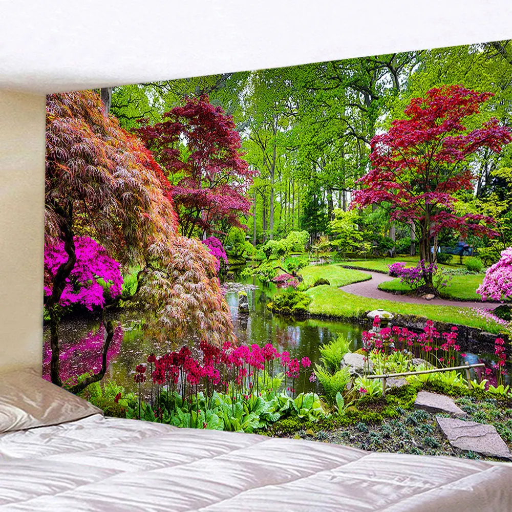 Large Beautiful Natural Forest Tapestry Hippie Sea Cave Natural Scenery Wall Hanging Landscape Tapestries Art Wall Decor Cloth