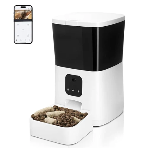 Automatic Dog Feeder with Camera 7L Food Storage Rotating View Dual Power Supply Two-Way Audio Preservation Dog Food Dispenser