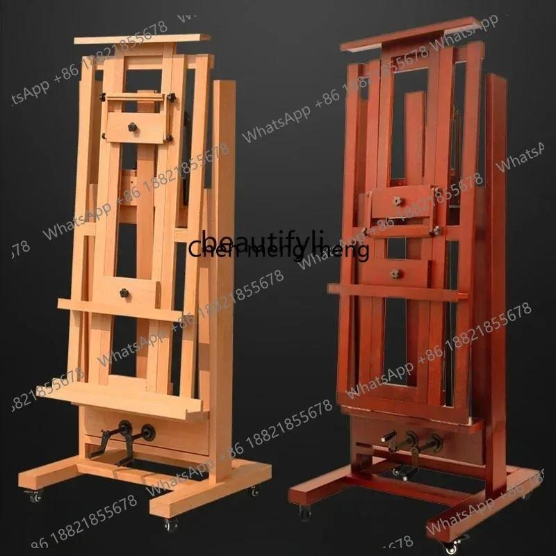 Professional Type Large Oil Painting Easel Can Lean Forward 35 Degrees Hand Rocker Oversized Painting Floor Type