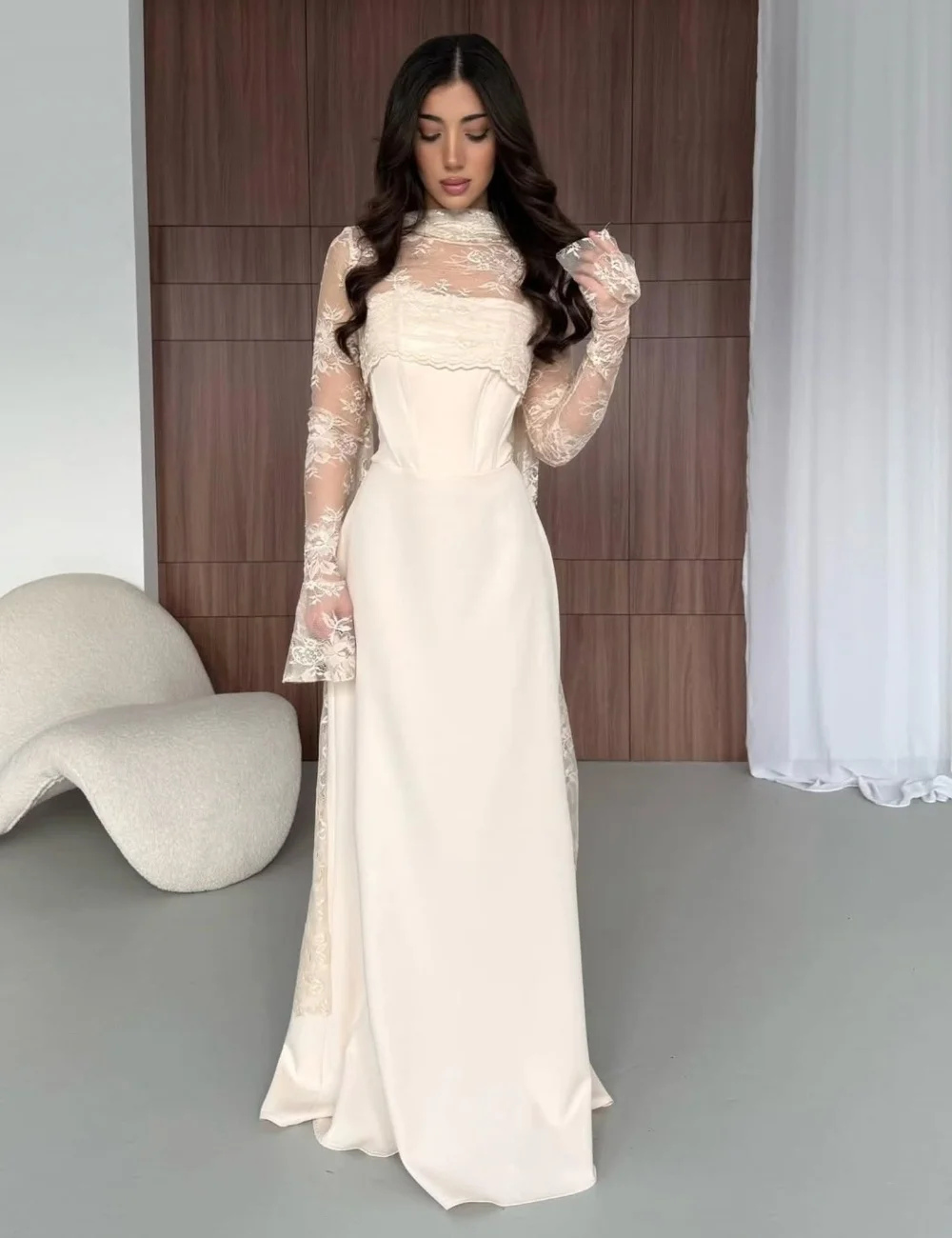 

Women's gentle, noble and elegant long-sleeved long dress suit dress