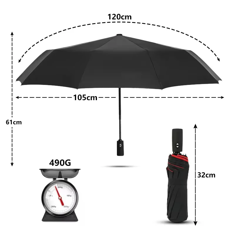 Windproof Double Layer Resistant Umbrella Fully Automatic Rain Men Women 10K Strong Luxury Business Male Large Umbrellas Parasol