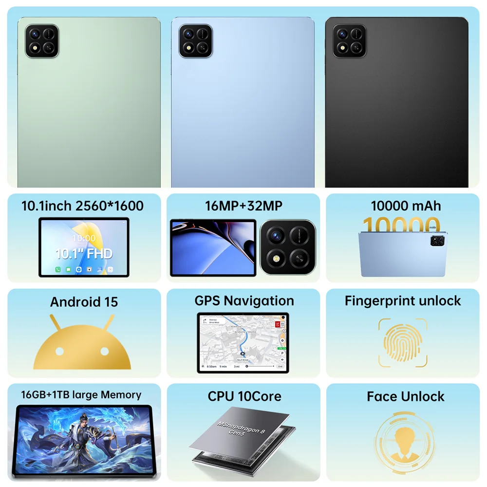 2026 Pad 7s Pro شاشة 10.1 بوصة 10000 مللي أمبير في الساعة تاب الإصدار العالمي 4G 5G ثنائي الشريحة اللوحي 16GB + 1 تيرا بايت أقراص الأطفال أندرويد 15 أقراص #2
