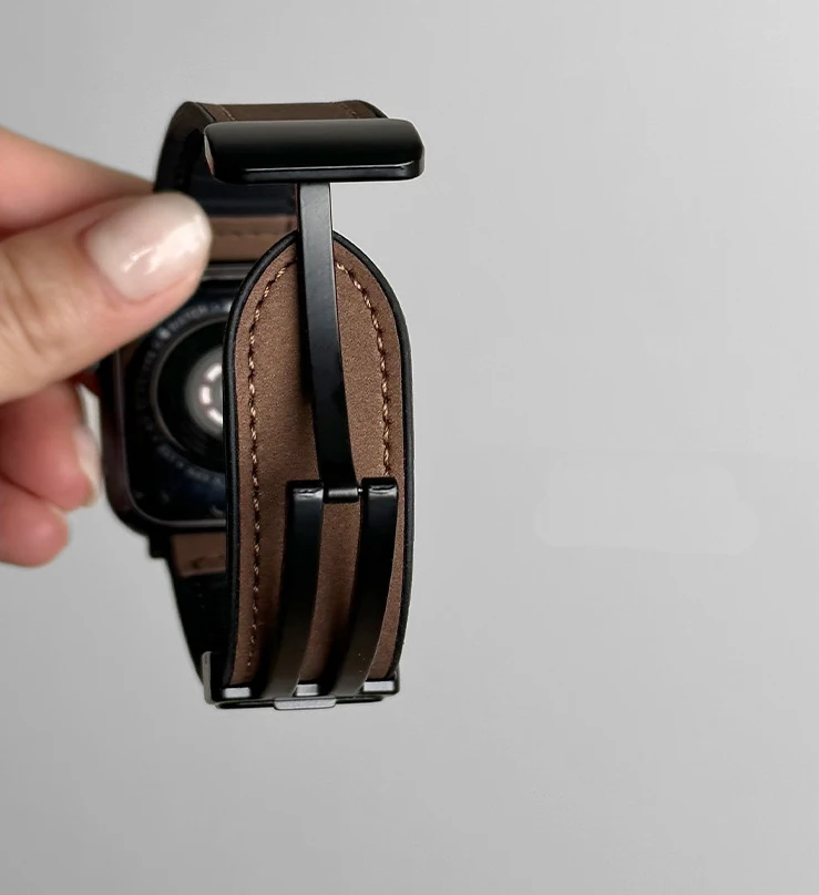 Leder + Silikonarmband für Apple Watch Band Ultra 49 mm 44 mm 45 mm 41 mm 46 mm 40 mm 42 mm Magnetarmband iWatch Serie 10 9 8 7 6 – Detail 8
