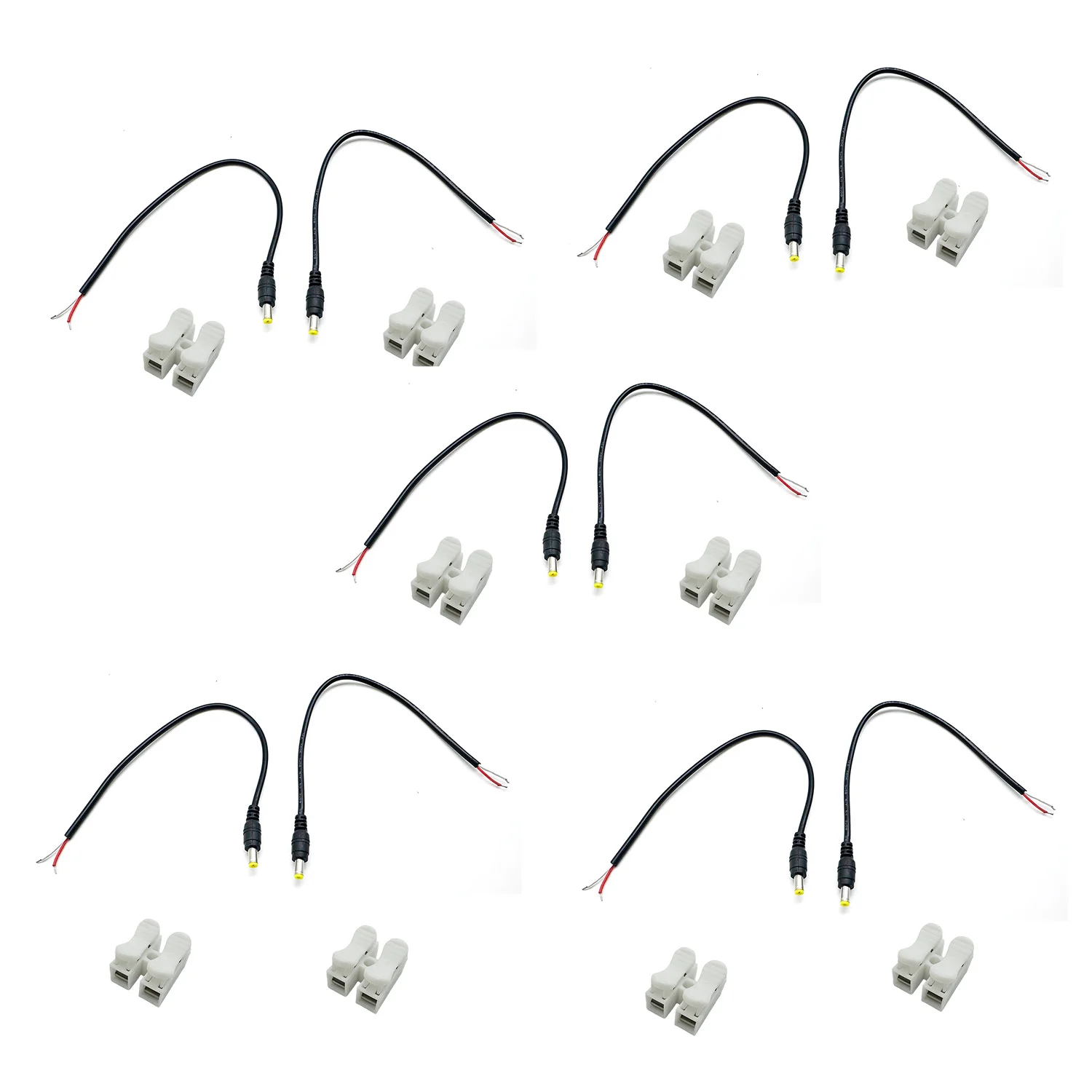 

10pcs DC 5.5mm x 1.7mm Power Cable Male Plug to Open Wire 12V 24V LED Strip Light CCTV Camera Router Monitor Speaker Power Cord