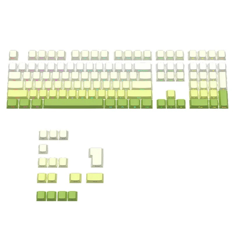 Mechanical keyboard keycap PBT side engraved character luminous thermal sublimation small complete set